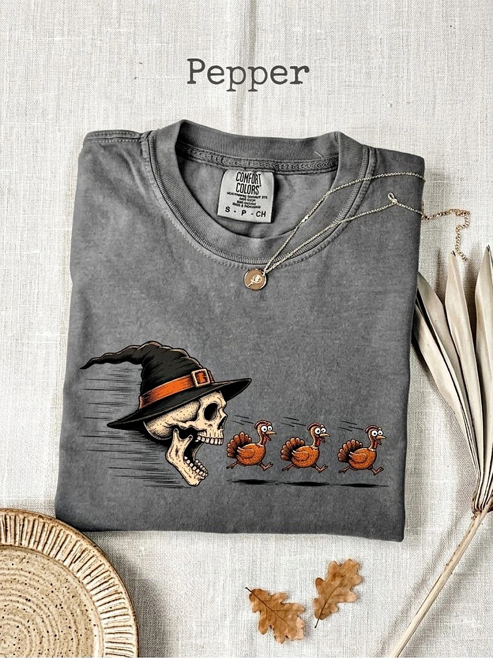 Comfort colors Pepper Halloween Ghost And Turkeys Graphic Tee